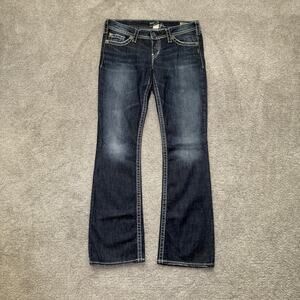 Silver Jeans Womens 30x33 Pioneer Boot Cut Distressed Jeans Medium Wash